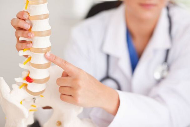doctor demonstrates spinal model